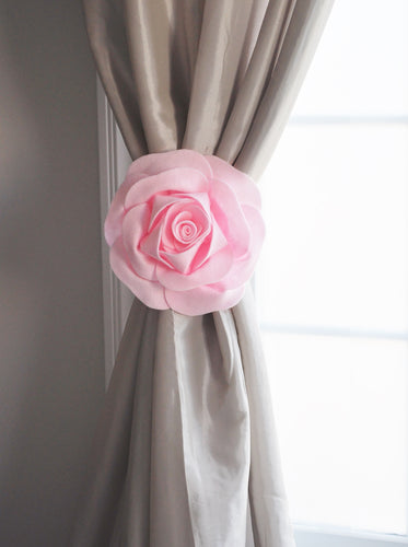 Light Pink Rose Flower Curtain Tie Back Set of Two - Daisy Manor
