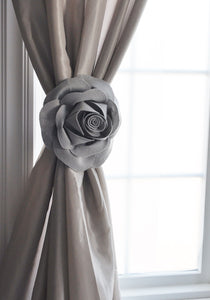 Gray Rose Curtain Tie Back Set of Two - Daisy Manor