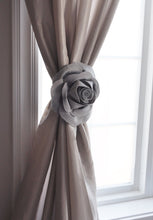 Load image into Gallery viewer, Gray Rose Curtain Tie Back Set of Two - Daisy Manor
