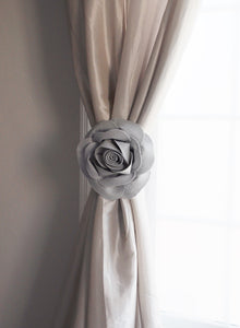 Grey 3D Rose Curtain Tie Back - Daisy Manor