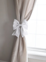 Load image into Gallery viewer, White Bow Curtain Tie Backs Set of Two - Daisy Manor
