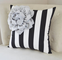 Load image into Gallery viewer, Black White Stripe Pillow - Daisy Manor
