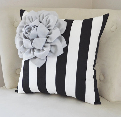 Black White Stripe Pillow - Daisy Manor