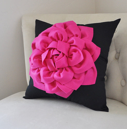 Hot Pink Dahlia Pillow - Daisy Manor
