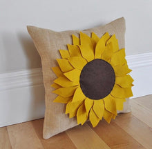Load image into Gallery viewer, Sunflower on Burlap Pillow - Daisy Manor
