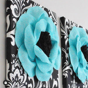 Poppy flowers on Black Damask