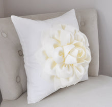 Load image into Gallery viewer, Ivory Floral Pillow Cream Dahlia Textured Flower Pillow - Daisy Manor
