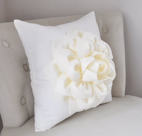 Ivory Floral Pillow Cream Dahlia Textured Flower Pillow - Daisy Manor