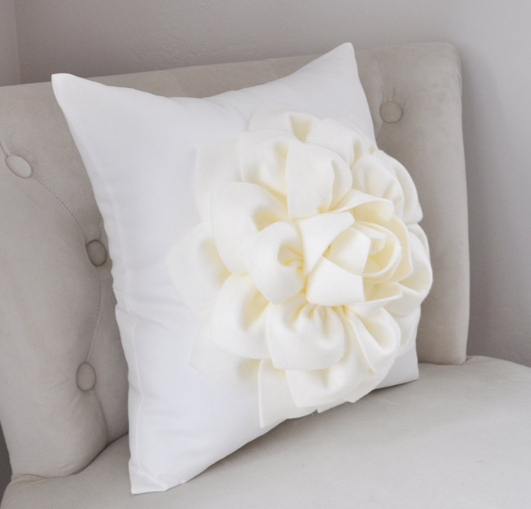 Ivory Floral Pillow Textured Flower Pillow Cream Home Decor