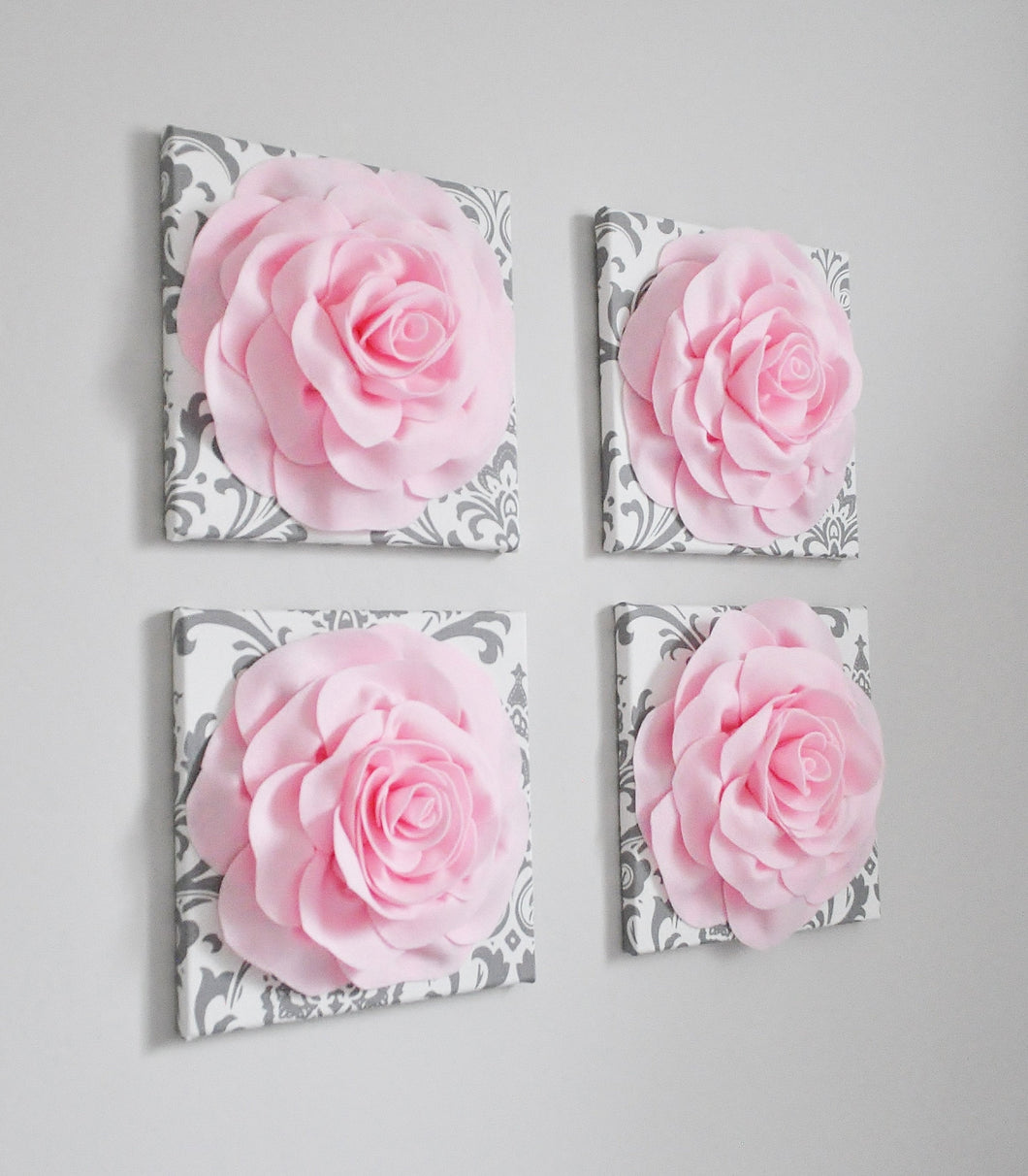 Light Pink Wall Decor Rose Wall Art Set of Four - Daisy Manor