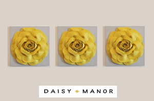 Mellow Yellow Roses on Gray Canvas - Daisy Manor
