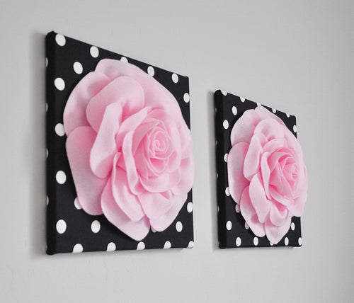 Rose Flower on Black Polka Dot - Daisy Manor