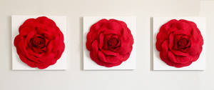 Red Roses on White Canvas Flower Wall Art
