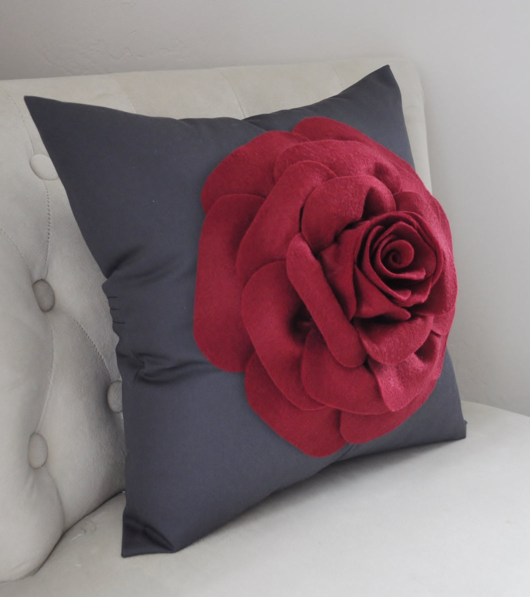 Okasion Set of 4 18x18 Flower Throw Pillow covers Red Rose gray