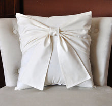 Load image into Gallery viewer, Ivory and Cream Bow Pillow Decorative Big Bow Pillow - Daisy Manor
