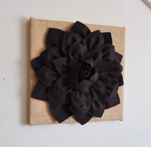 Load image into Gallery viewer, Brown Dahlia Flower on Burlap Wall Art - Daisy Manor

