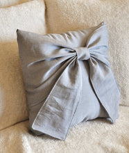 Load image into Gallery viewer, Grey Bow Pillow - Daisy Manor
