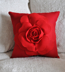 Red Rose on Red Pillow - Daisy Manor