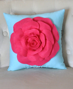 Pillows - Hot Pink Dahlia Flower on Black Pillow - Daisy Manor