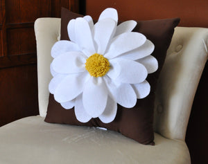 Daisy Felt Flower on Aqua Pillow  -New Bedbuggs Design -Pick your Colors- - Daisy Manor