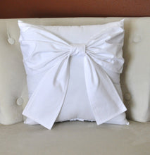 Load image into Gallery viewer, Throw Pillow White Big Bow Accent Pillow 14x14 - Daisy Manor
