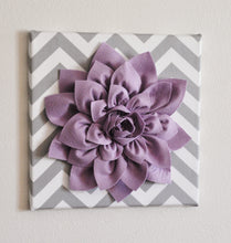 Load image into Gallery viewer, Wall Flower -Lilac Dahlia on Gray and White Chevron 12 x12&quot; Canvas Wall Art- Baby Nursery Wall Decor- - Daisy Manor
