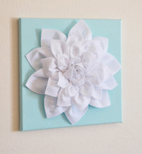 Load image into Gallery viewer, Wall Flower -White Dahlia on Burlap 12 x12&quot; Canvas Wall Art- 3D Felt Flower - Daisy Manor
