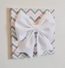 Load image into Gallery viewer, Pink and Grey Nursery Wall Decor Bow Canvas Set - Daisy Manor
