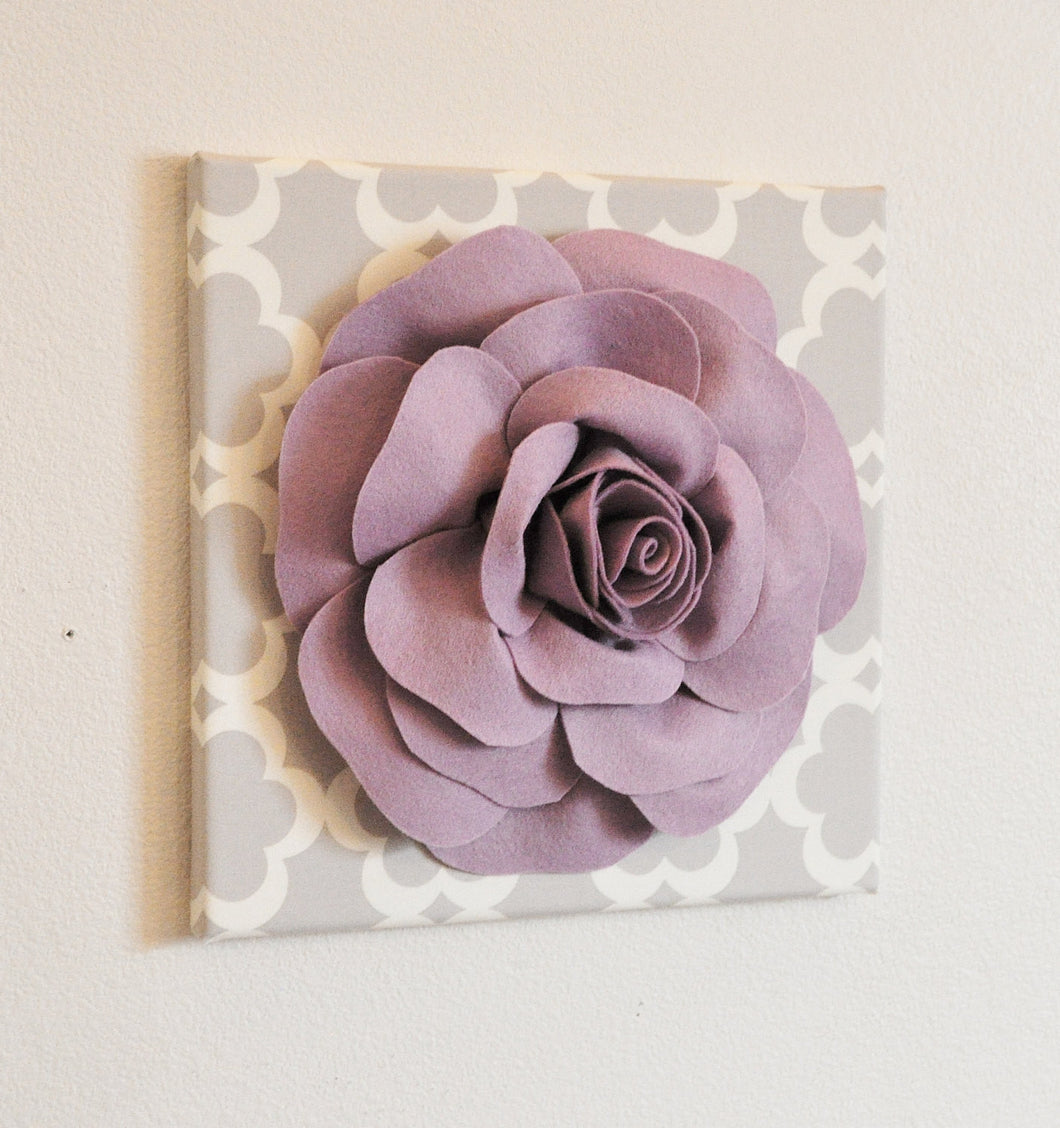Wall Decor - Wall Flowers -Lilac Rose on Neutral Gray Tarika Print 12 x12