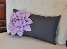 Load image into Gallery viewer, Lilac Flower on  Charcoal Lumbar - Daisy Manor
