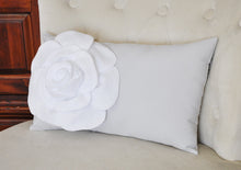 Load image into Gallery viewer, Decorative Pillow - White Daisy Flower on Light Gray Lumbar Pillow -Baby Nursery Decor- - Daisy Manor
