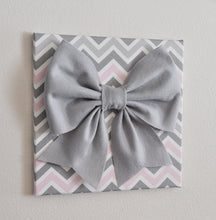 Load image into Gallery viewer, Pink and Grey Nursery Wall Decor Bow Canvas Set - Daisy Manor
