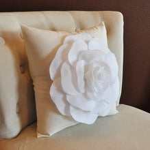 Load image into Gallery viewer, White Rose on Cream Decorative Pillow - Daisy Manor
