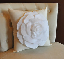 Load image into Gallery viewer, White Rose on Cream Pillow 14x14 - Daisy Manor
