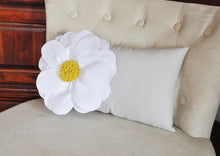 Load image into Gallery viewer, Decorative Pillow - White Daisy Flower on Light Gray Lumbar Pillow -Baby Nursery Decor- - Daisy Manor

