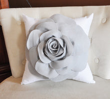 Load image into Gallery viewer, Grey Rose Pillow - Daisy Manor
