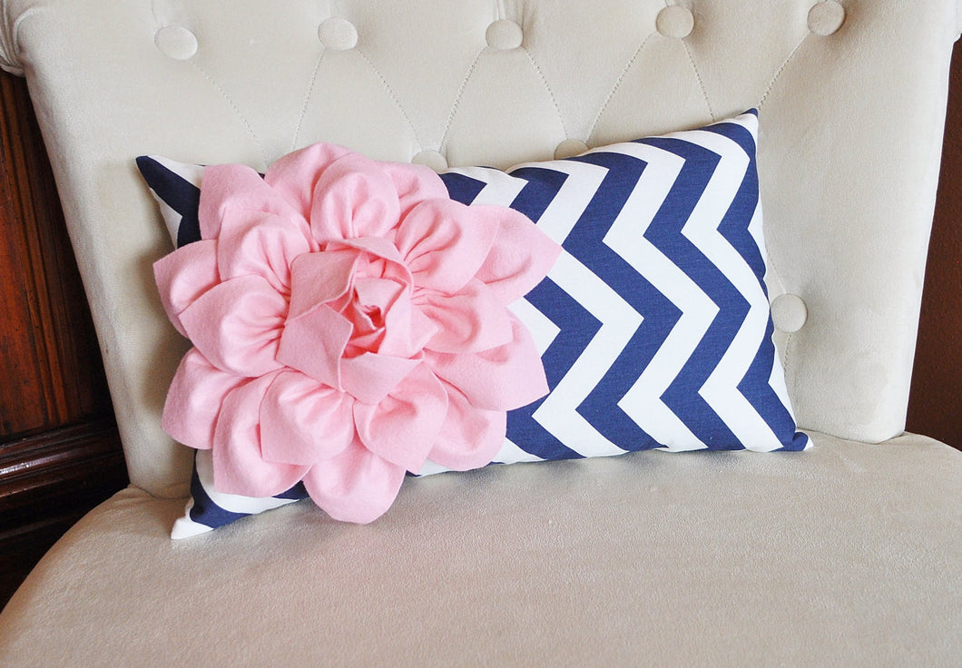 Light Pink and Navy Pillow - Daisy Manor
