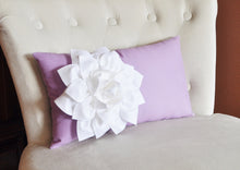 Load image into Gallery viewer, Gray Lumbar Pillow. White Dahila on Light Gray Lumbar Pillow 9 x 16 Oblong Pillow Recliner Pillow - Daisy Manor
