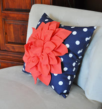 Load image into Gallery viewer, Navy Polka Dot Pillow - Daisy Manor
