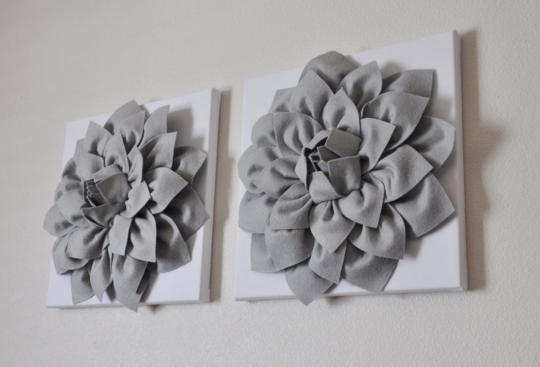 Two Wall Flowers -Gray Dahlia on White- 12 x12