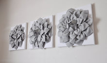 Load image into Gallery viewer, Three Gray Dahlias on White Canvases Canvases - Daisy Manor

