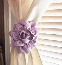 Load image into Gallery viewer, Two Dahlia Flower Curtain Tie Backs Curtain Tiebacks Curtain Holdback -Drapery Tieback-Baby Nursery Decor-Lilac Decor - Daisy Manor
