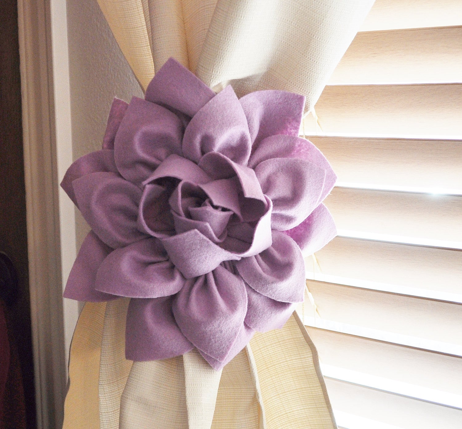 lavender flower curtains Set Of Two Lavender Flower Curtain Tie Backs Curtain Tiebacks Curtain Holdback -Baby Nursery Window Treatments