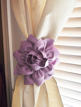 Load image into Gallery viewer, Two Dahlia Flower Curtain Tie Backs Curtain Tiebacks Curtain Holdback -Drapery Tieback-Baby Nursery Decor-Lilac Decor - Daisy Manor
