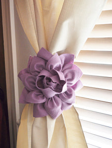 Two Dahlia Flower Curtain Tie Backs Curtain Tiebacks Curtain Holdback -Drapery Tieback-Baby Nursery Decor-Lilac Decor - Daisy Manor