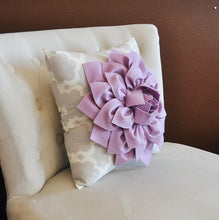 Load image into Gallery viewer, Light Pink Dahlia Flower on Neutral Gray Tarika Pillow Accent Pillow Throw Pillow Toss Pillow - Daisy Manor
