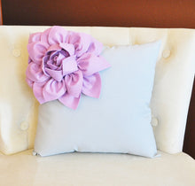 Load image into Gallery viewer, Lilac Corner Dahlia on Gray Pillow 14 X 14 -Flower Pillow- Baby Nursery Pillow - Daisy Manor
