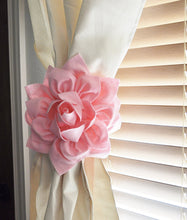 Load image into Gallery viewer, Two Dahlia Flower Curtain Tie Backs Curtain Tiebacks Curtain Holdback - Drapery Tieback - Baby Nursery Decor - Light Pink D - Daisy Manor
