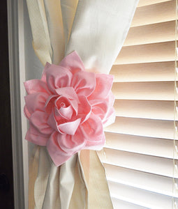 Two Dahlia Flower Curtain Tie Backs Curtain Tiebacks Curtain Holdback - Drapery Tieback - Baby Nursery Decor - Light Pink D - Daisy Manor