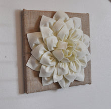 Load image into Gallery viewer, Three Ivory Dahlias on Burlap 12 x12&quot; Canvas Home Decor - Daisy Manor
